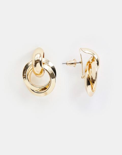 Pendientes De Botón Largos Con Diseño Limpio Retorcido En Dorado De River Island