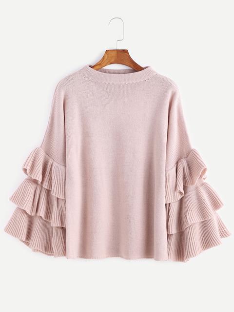 Jersey Con Manga A Capas De Volantes - Rosa