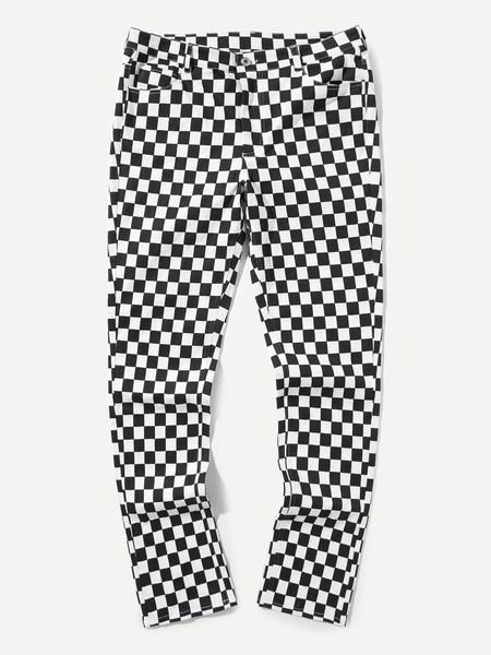 Pantalones De Hombres De Cuadros Con Bolsillo Delantero