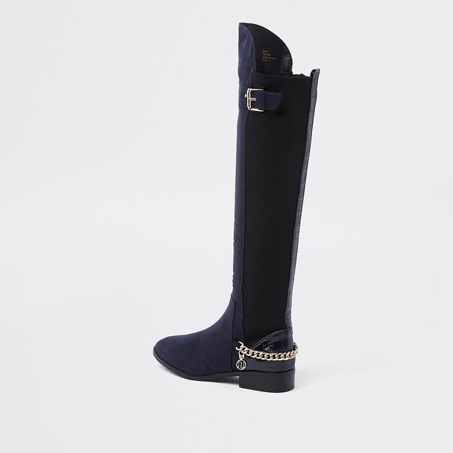 navy knee high boots river island