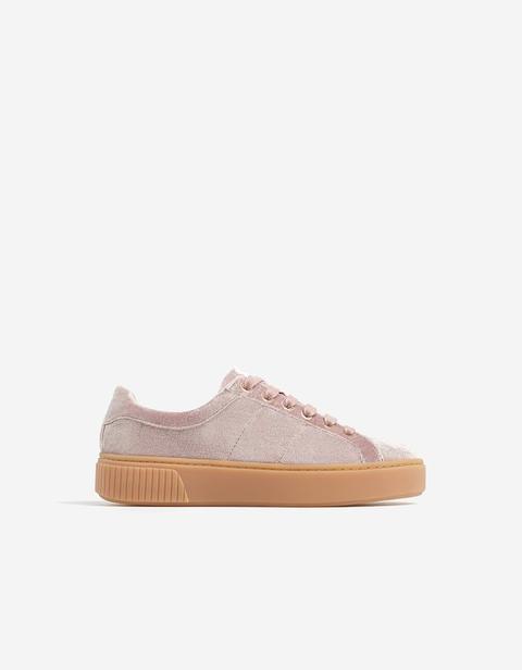 Sneaker Velluto Suola Caramello Color Carne