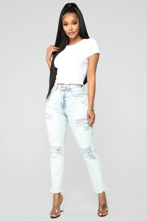 Already Won Boyfriend Jeans - Light Blue Wash