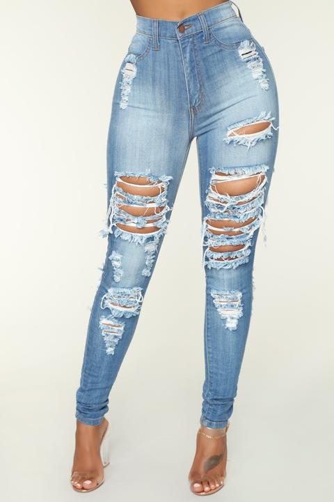 blue high waisted distressed jeans