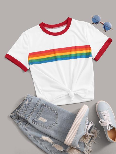 Maglietta A Righe Di Arcobaleno
