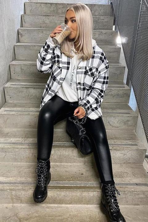 Darcy Black And White Check Oversized Shacket