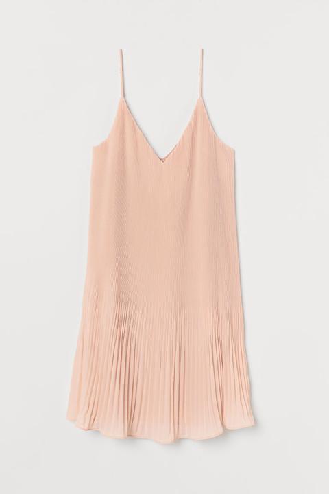 Vestido Plisado De Gasa - Naranja