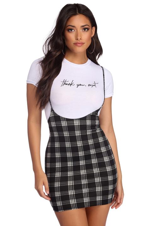 Perfectly Plaid Suspender Skirt