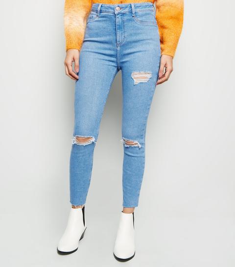 blue ripped high waist super skinny hallie jeans