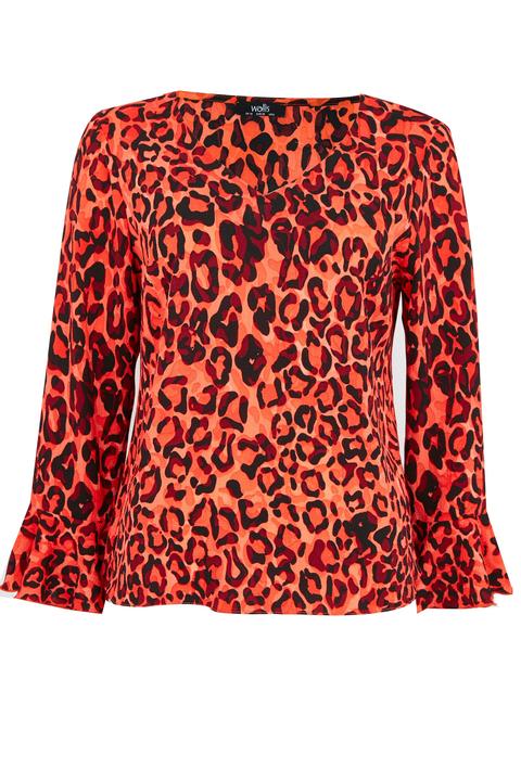 Petite Orange Animal Print Blouse from 