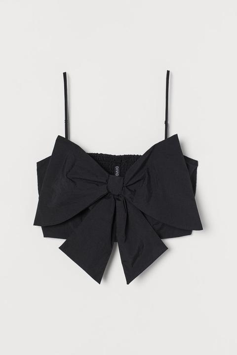 Cropped Bow-front Top - Black