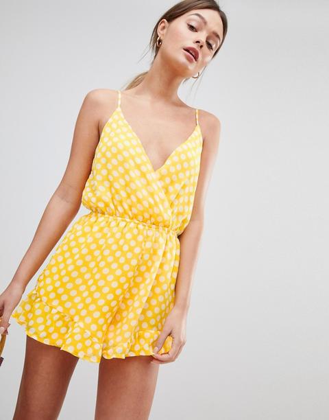 Parisian Polka Dot Cami Playsuit - Yellow