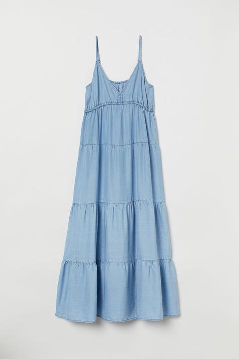 Robe Maxi En Lyocell - Bleu