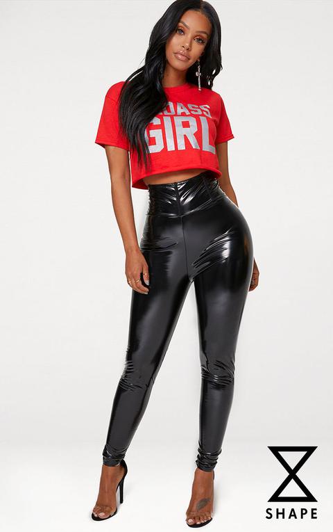 Shape Black High Waist Vinyl Leggings