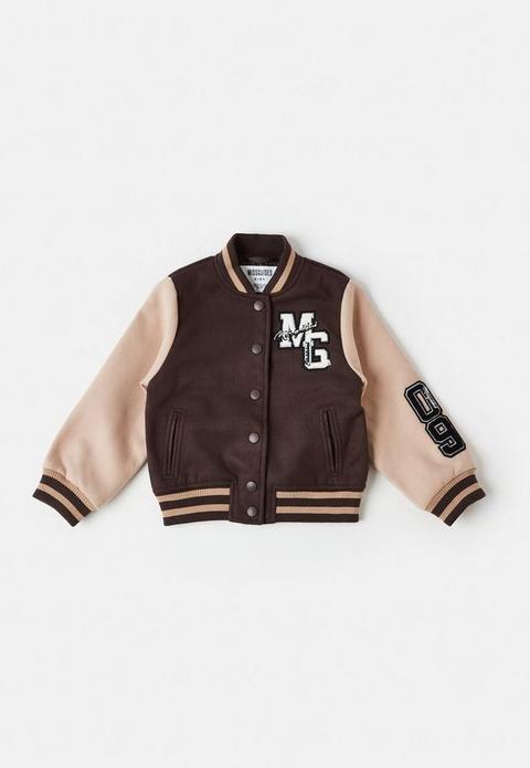 Mg Kids Chocolate Varsity Jacket (4-7 Years), Brown