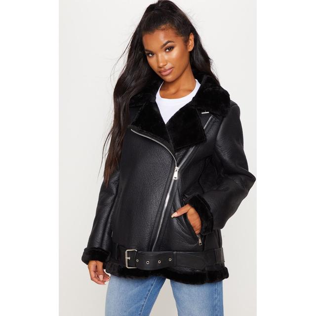Black Oversized Pu Aviator, Black from 