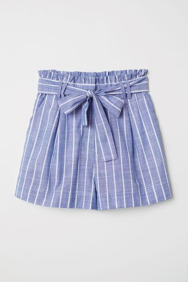 H & M - Shorts In Cotone A Righe - Blu