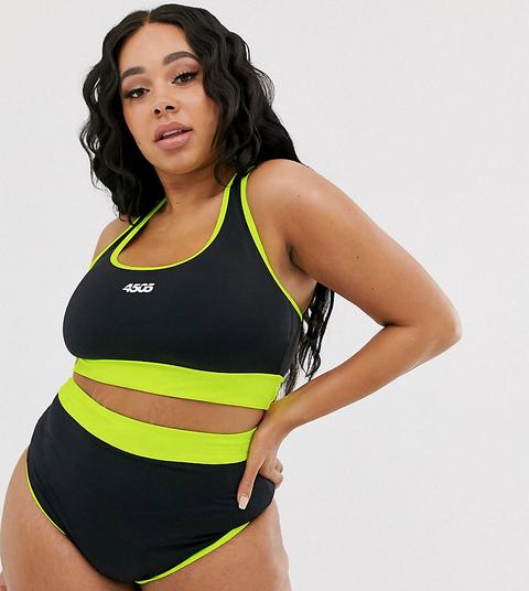 Asos Curve 4505 Cross Back Bikini Top-black