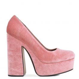 Cher - Pink Velvet Block Heels