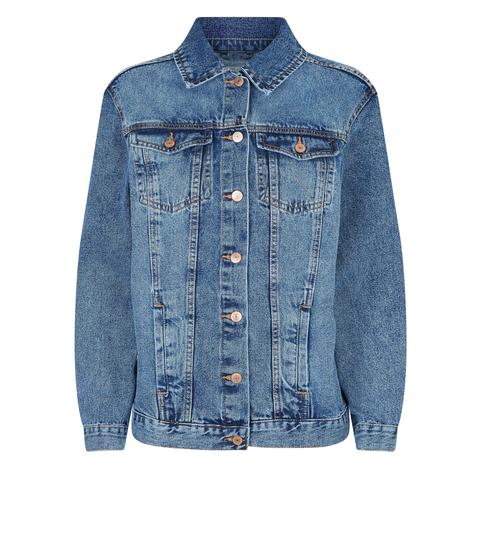 Blue Oversized Denim Jacket New Look 