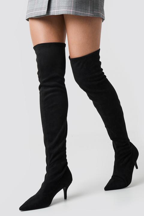 Overknee Kitten Heel Boots Black