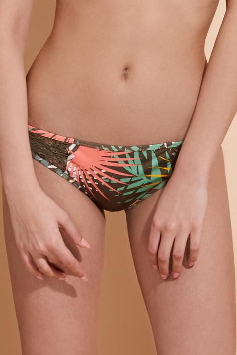 Bikini Slip Con Inserto Jacquard Palme