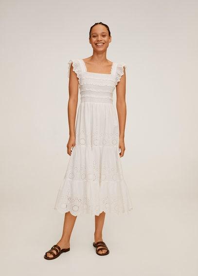 Ruflled Open-work Dress