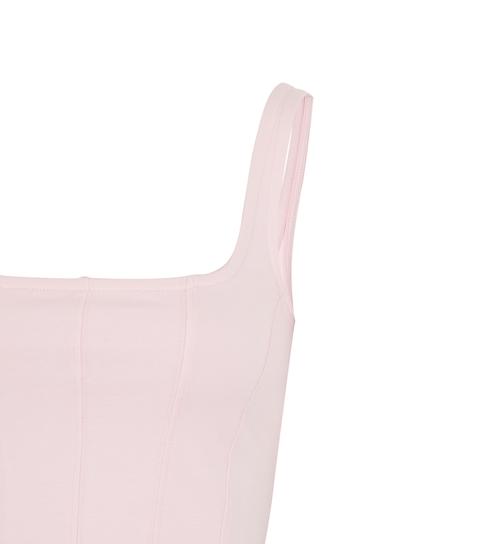 Mid Pink Square Neck Corset Seam Vest New Look