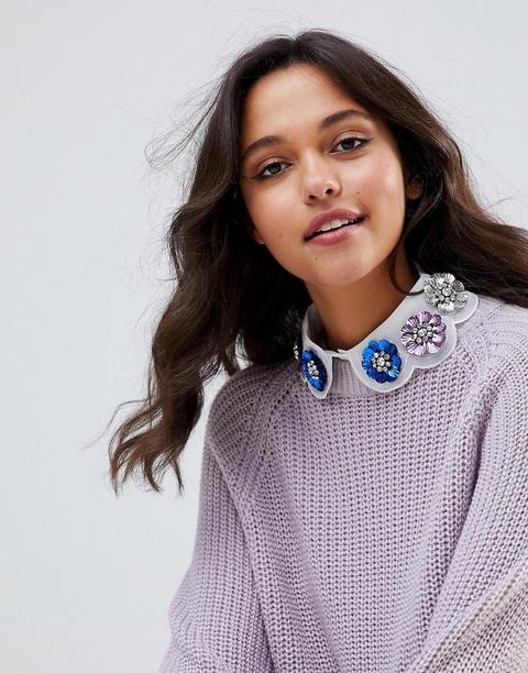 Asos - Colletto Decorato Con Fiori - Bianco