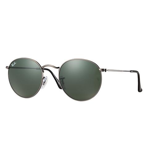 Ray Ban Round Metal Unisex Sunglasses Lenti: Verde, Montatura: Canna Di Fucile - Rb3447 029 50-21