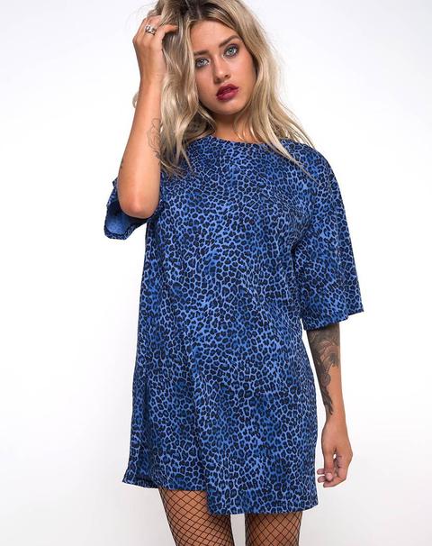 Sunny Kiss Oversize Tee In Leopard Royal Blue