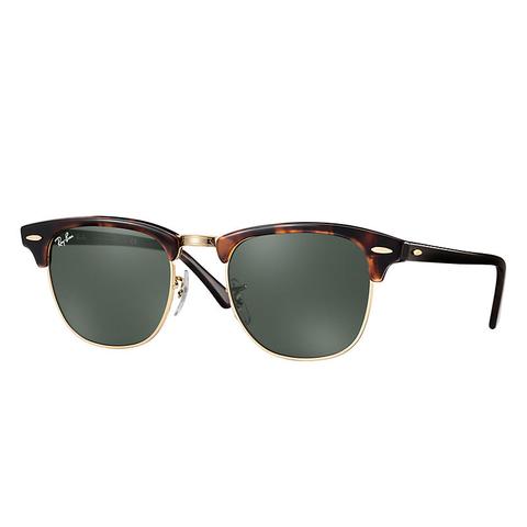 Clubmaster Classic Unisex Sunglasses Lentes: Verde, Montura: Habana
