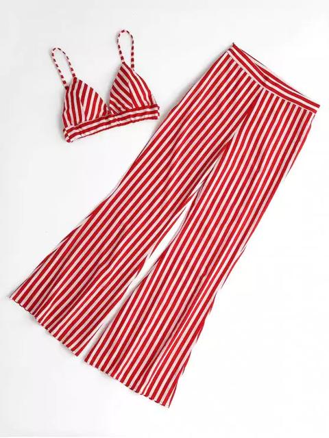 Striped Cami Top Y Loose Pants Set