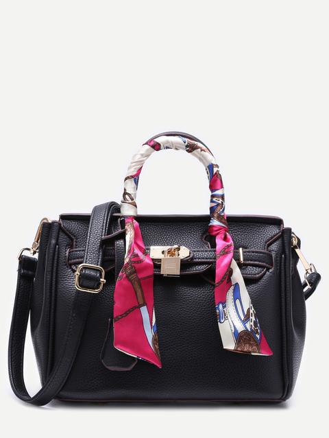 Bolso Pu Con Tirante Ajustable Negro