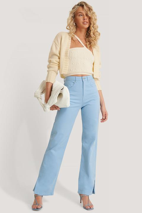 Queen Of Jetlags X Na-kd Side Slit Jeans - Blue