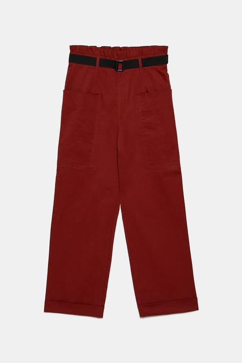 Pantaloni A Vita Alta Con Cintura