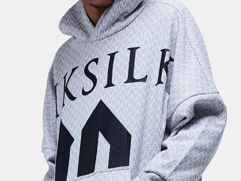 Messi X Siksilk Monogram Print Oversized Hoodie - Grey