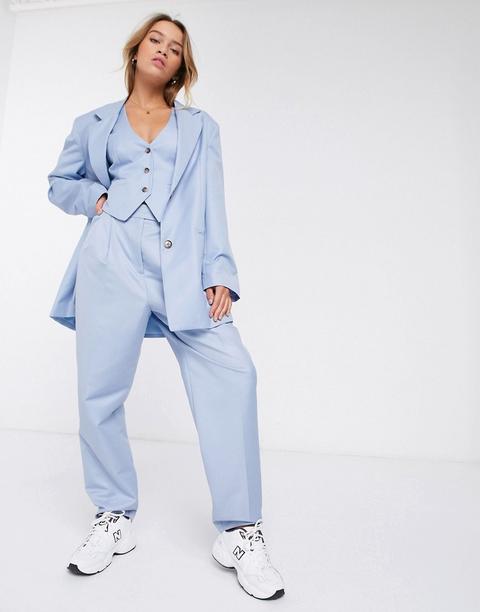 Asos Design - Pantalon De Tailleur Dad 3 Pièces Oversize-bleu