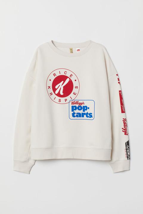 H & M - Felpa Con Motivo - Beige