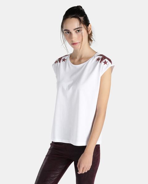 Camiseta De Mujer Con Manga Corta Y Strass