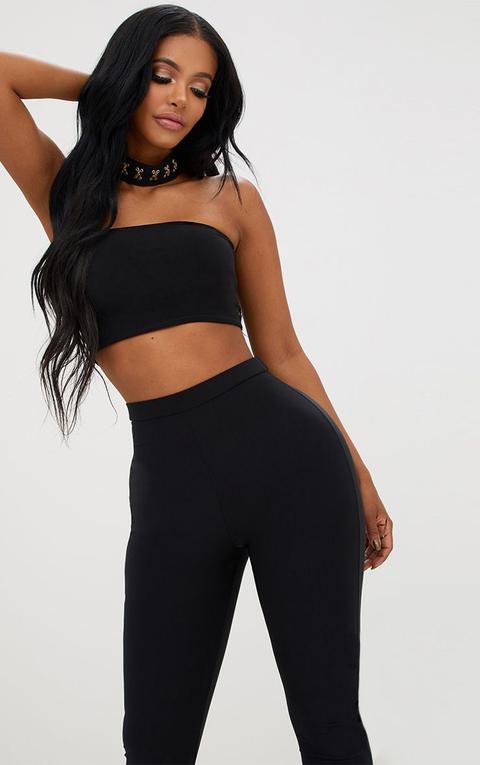 Shape Black Bandeau Crop Top, Black