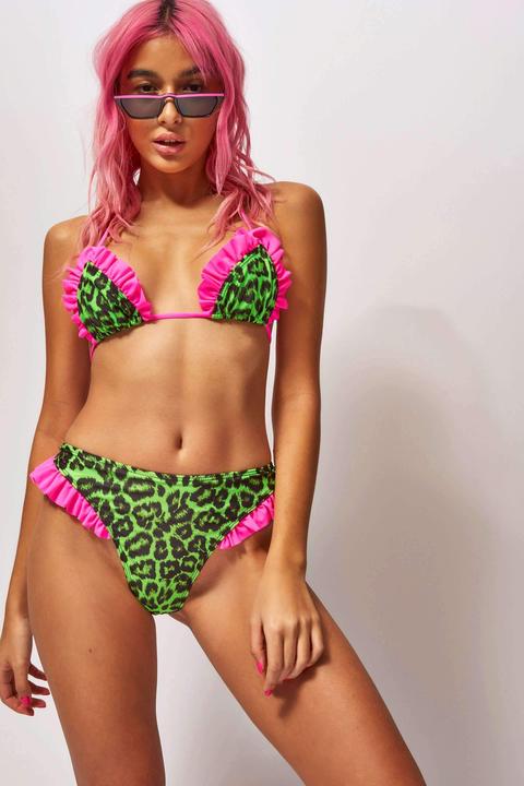 green leopard print bikini