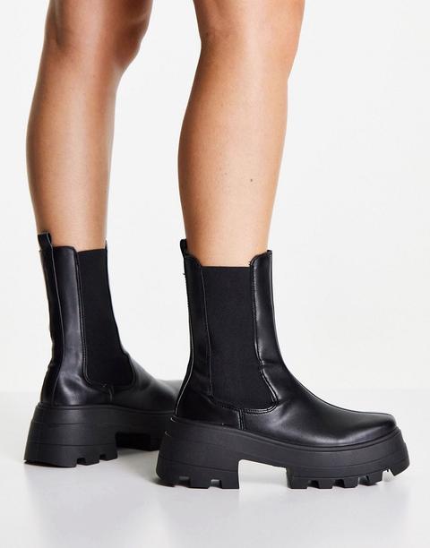 Botas Chelsea Negras De Suela Gruesa Ada De Asos Design-negro