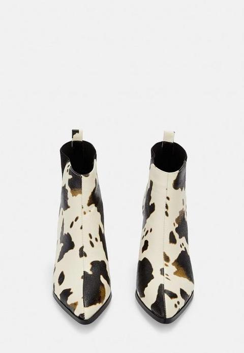Brown Cow Print Chelsea Ankle Boots 