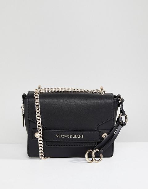 Versace Jeans Foldover Crossbody Bag - Black