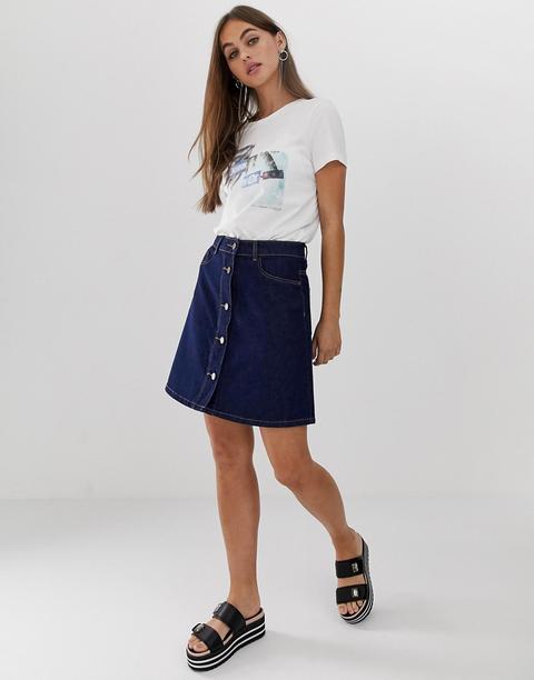 Noisy May - Gonna Di Jeans Con Bottoni Sul Davanti - Blu