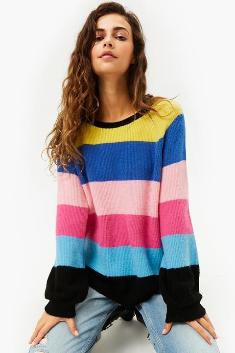 Maglione A Righe Colorblock