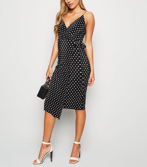black spot wrap dress