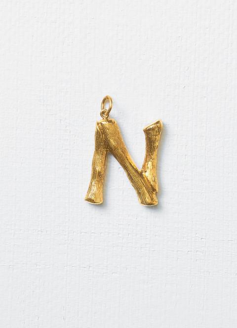 Alphabet “n” Large Pendant In Brass With Gold Finish