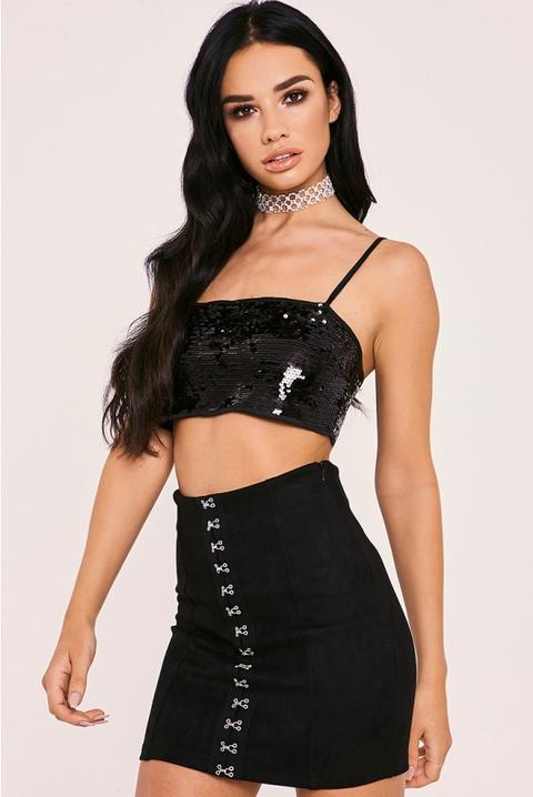 black sequin strappy top