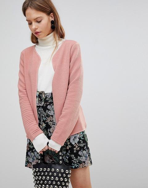 Only - Linka - Cardigan Lavorato A Coste - Rosa